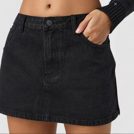 Minifalda vaquera lavada elástica casual para mujer