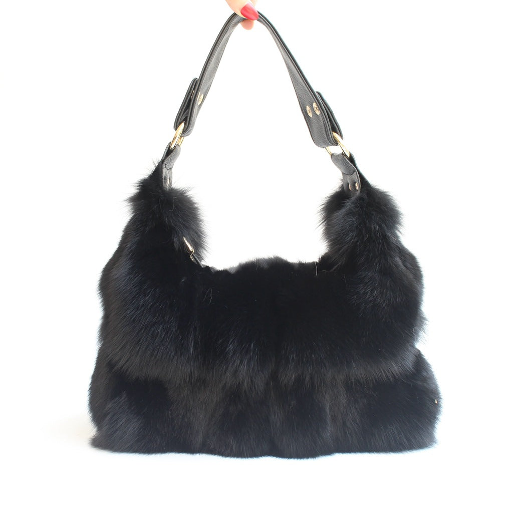 Women's Fur Fox Hair Single Shoulder Travel Bag