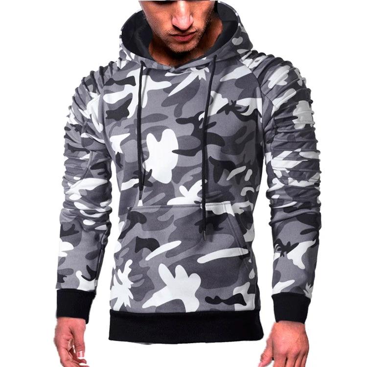 Men's Striped Pleated Raglan Sleeve Hoodies