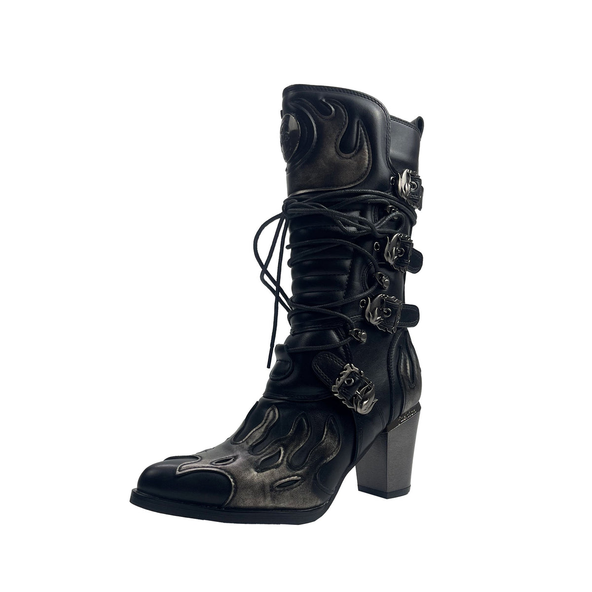 Punk Rock Heavy-duty High-heeled Pointed-toe Western Boots