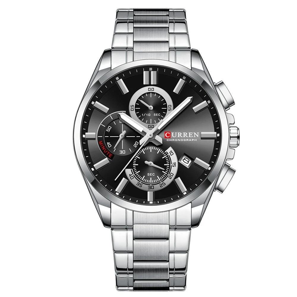 Men's Steel Band Waterproof Six-pin Timing Watch