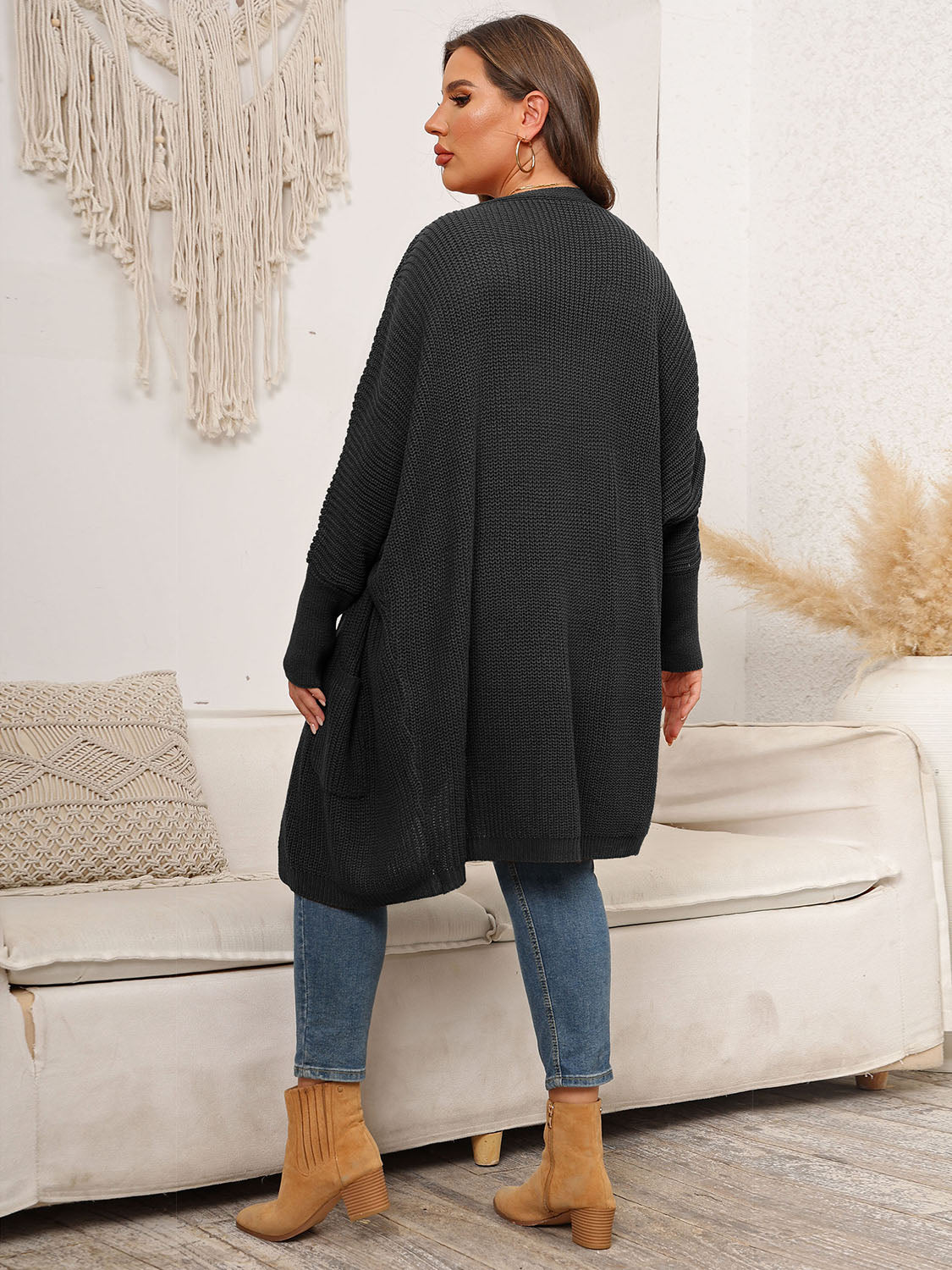 Open Front Cardigan With Pockets