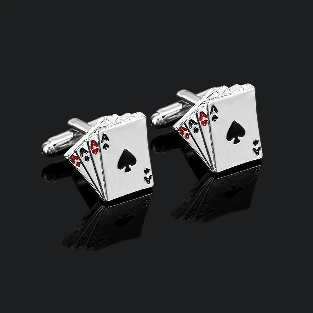 Men's Poker Cufflinks and Tie Clip
