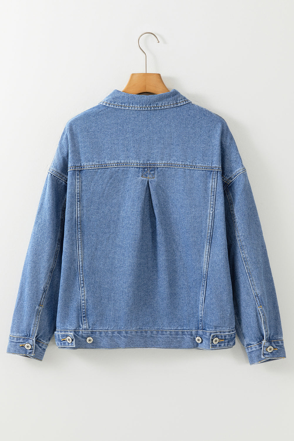 Chaqueta vaquera oversize con bolsillo, lavada a la piedra, a rayas azules