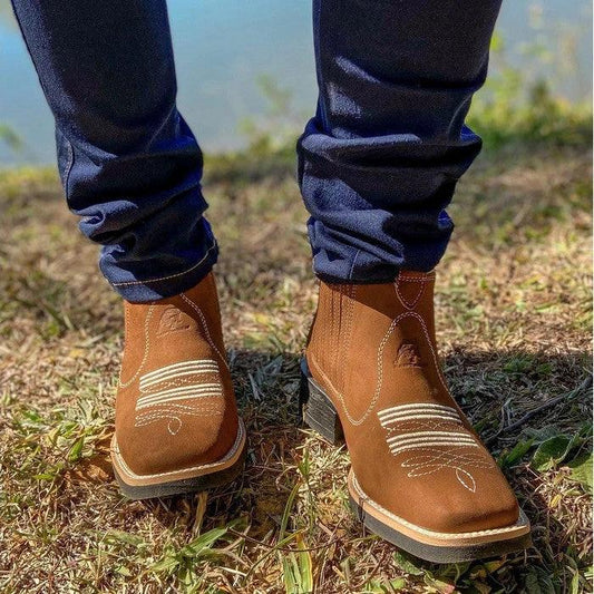Botas Martin de hombre vintage de ante con tacón plano y puntera redonda