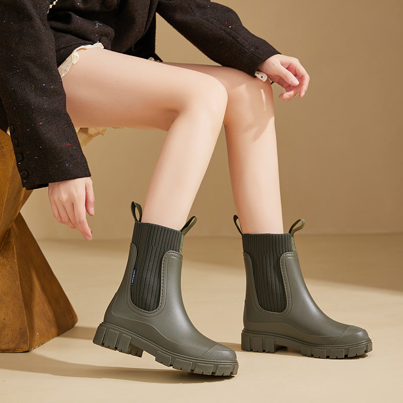 Botas de Lluvia Impermeables con Alza Interna para Mujer