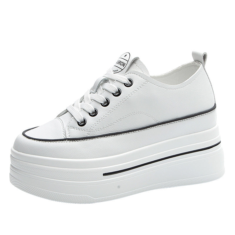 Women's Breathable Leather Platform Sneakers