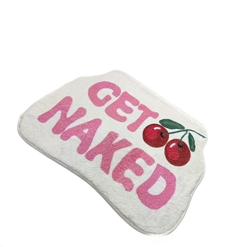 Cartoon Imitation Cashmere Rug With Letters And Fruits Absorbent Bathroom Floor Mat