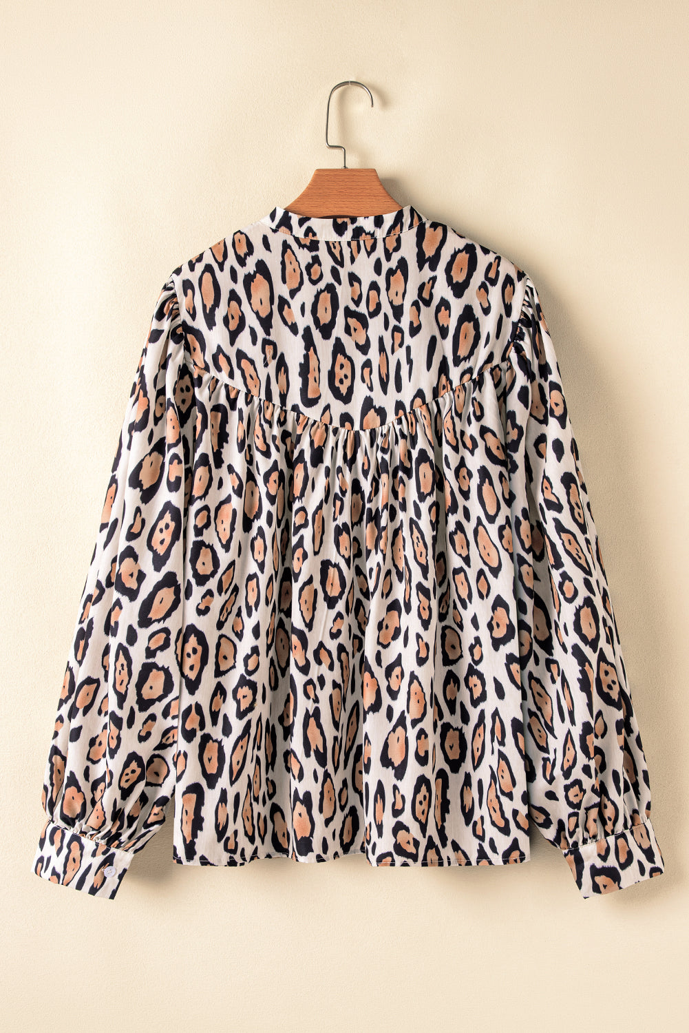 Camisa informal de manga globo y estampado de leopardo extragrande Jet Stream