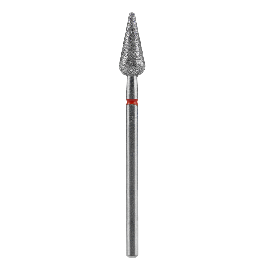 STALEKS - Diamond nail drill bit, "Pointed Pear", red, EXPERT 5/12 mm (FA100R050/12)