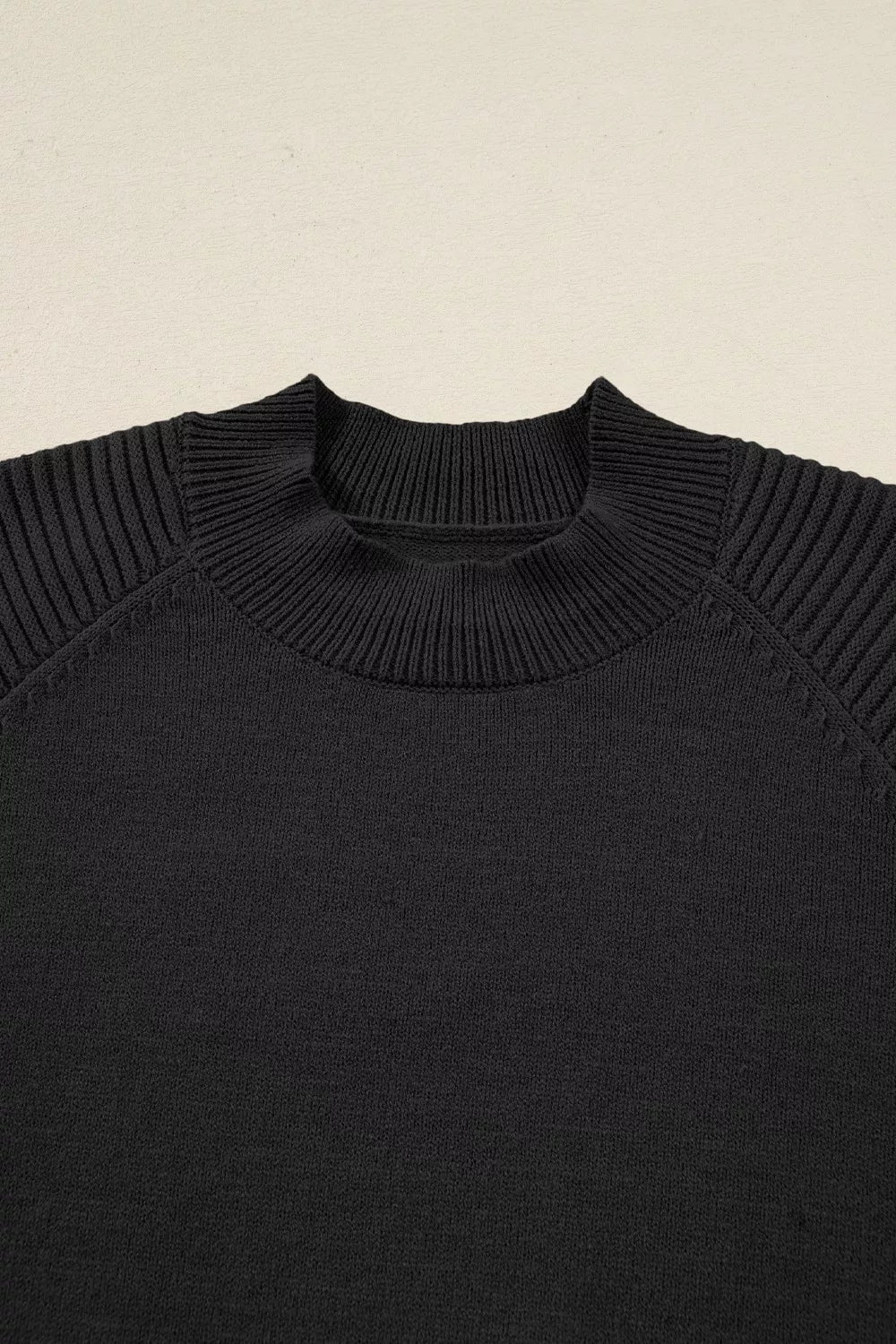 Round Neck Top and Skirt Sweater Set