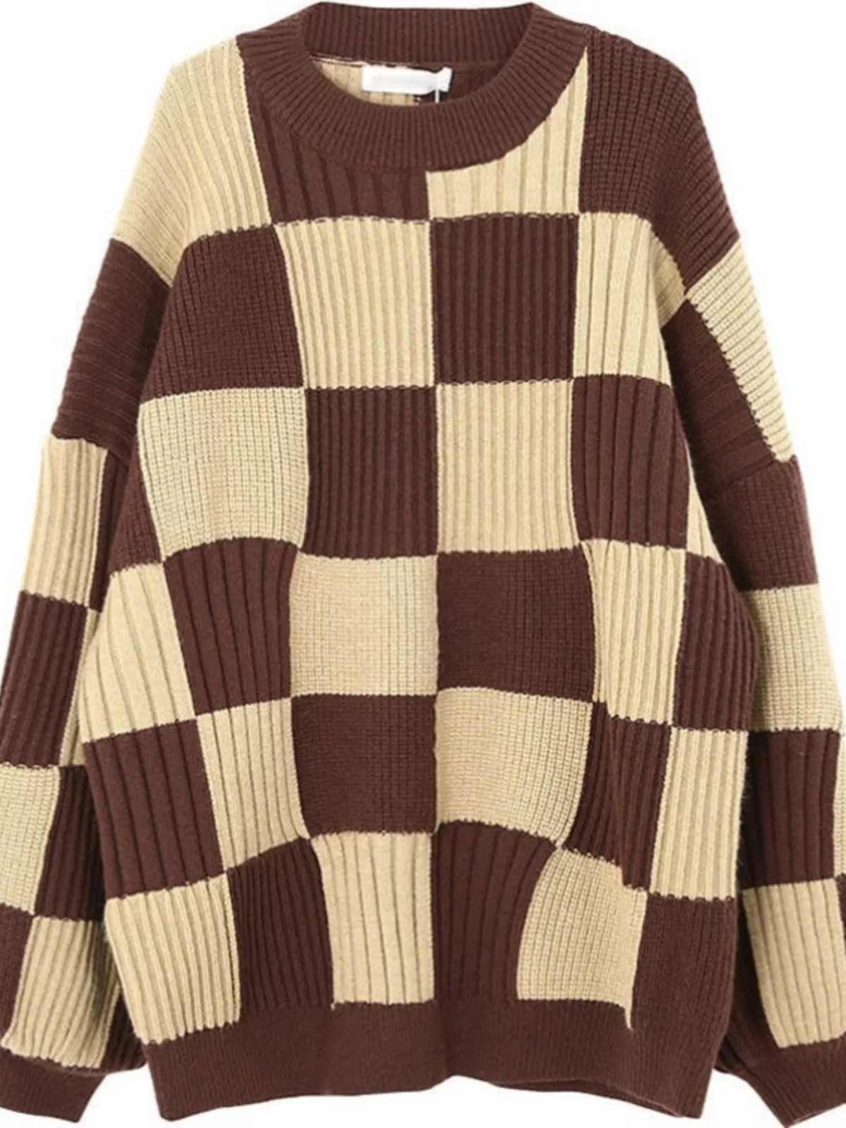 Checkerboard Pattern Oversized Sweater