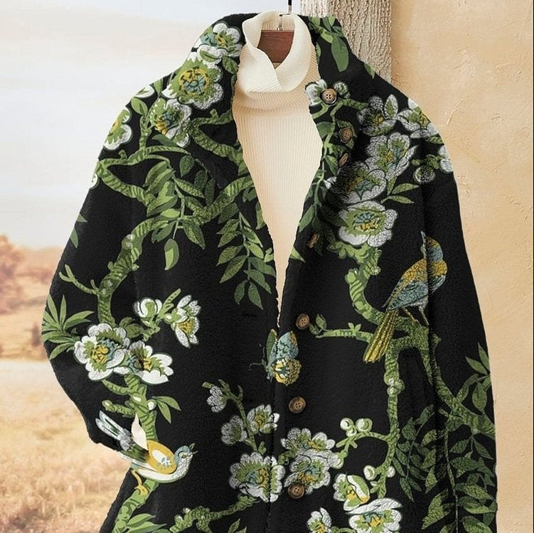 3D Pattern Flannel Coat Winter Women's Clothing