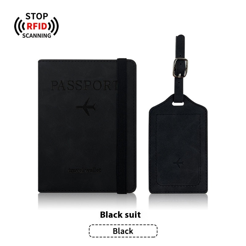 PU Leather Anti-magnetic Passport Holder Luggage Tag Suit