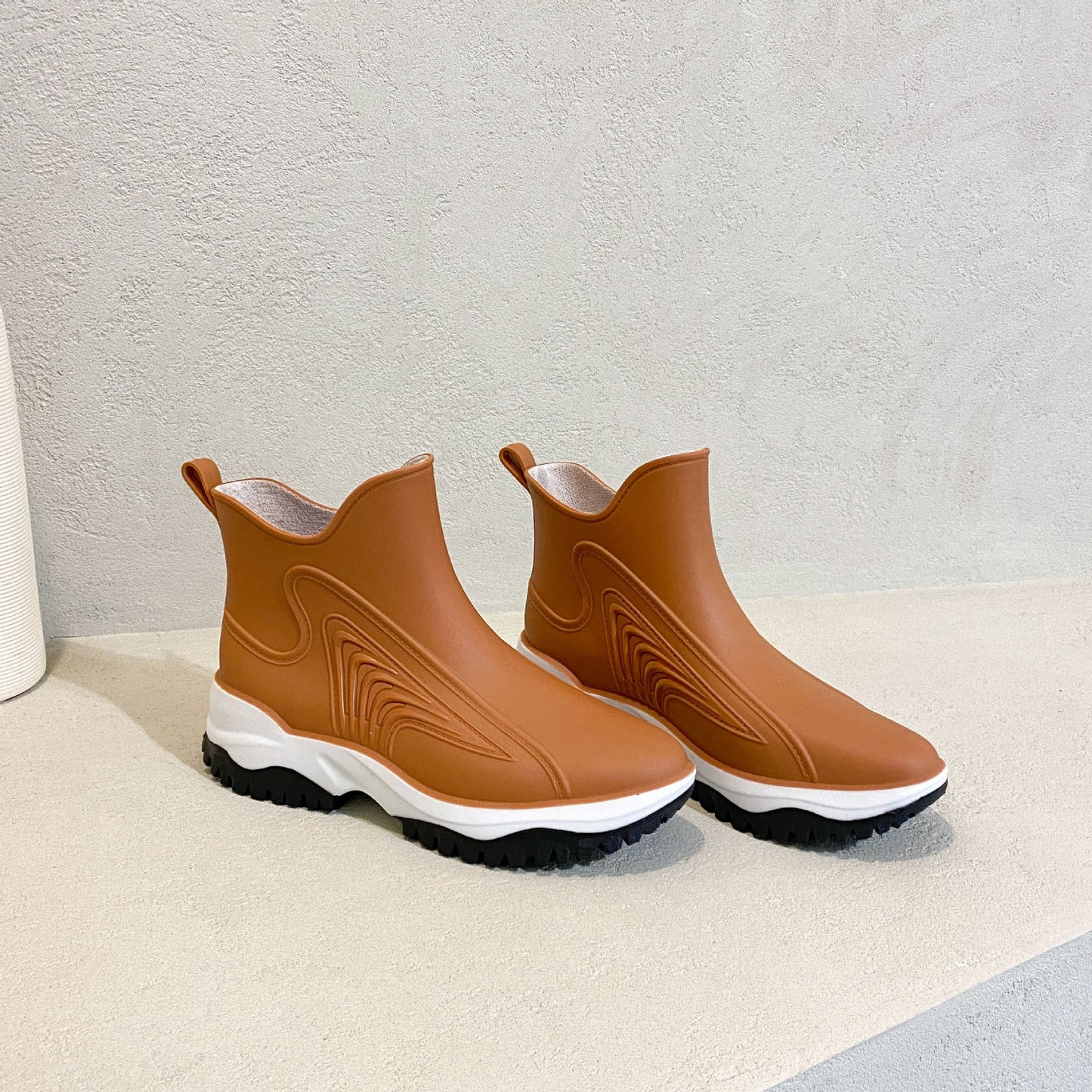 Women's Color Blocking Thick Sole Low Top Rain Boots
