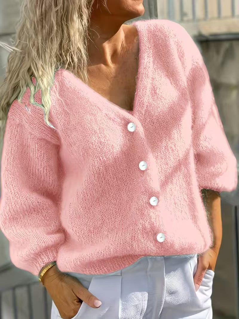Simple Button-front Cardigan Sweater Jacket