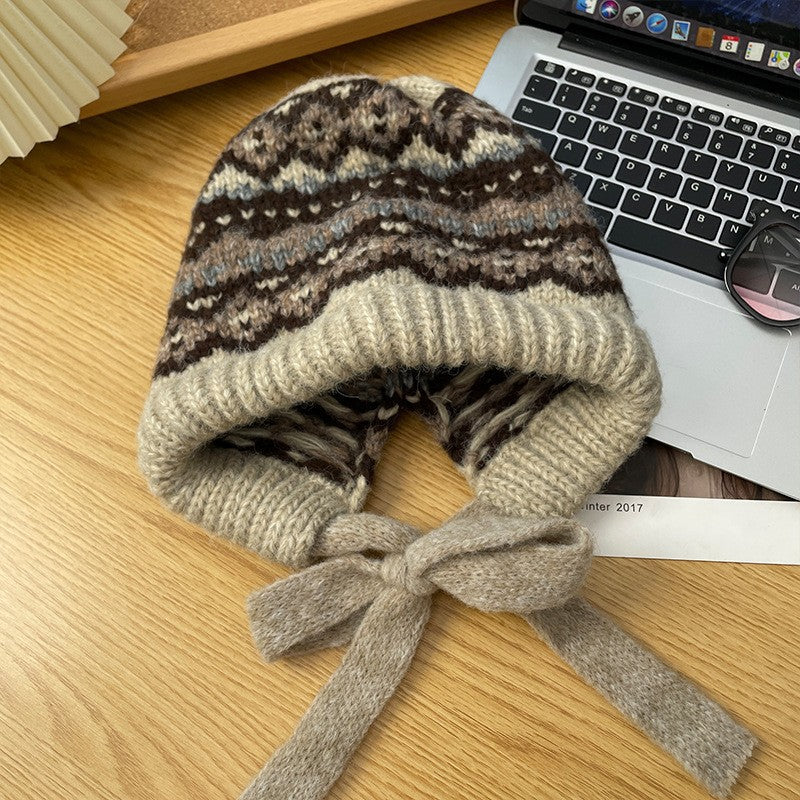 Gorra de lana vintage de invierno – Gorro cálido con protección para las orejas para climas fríos