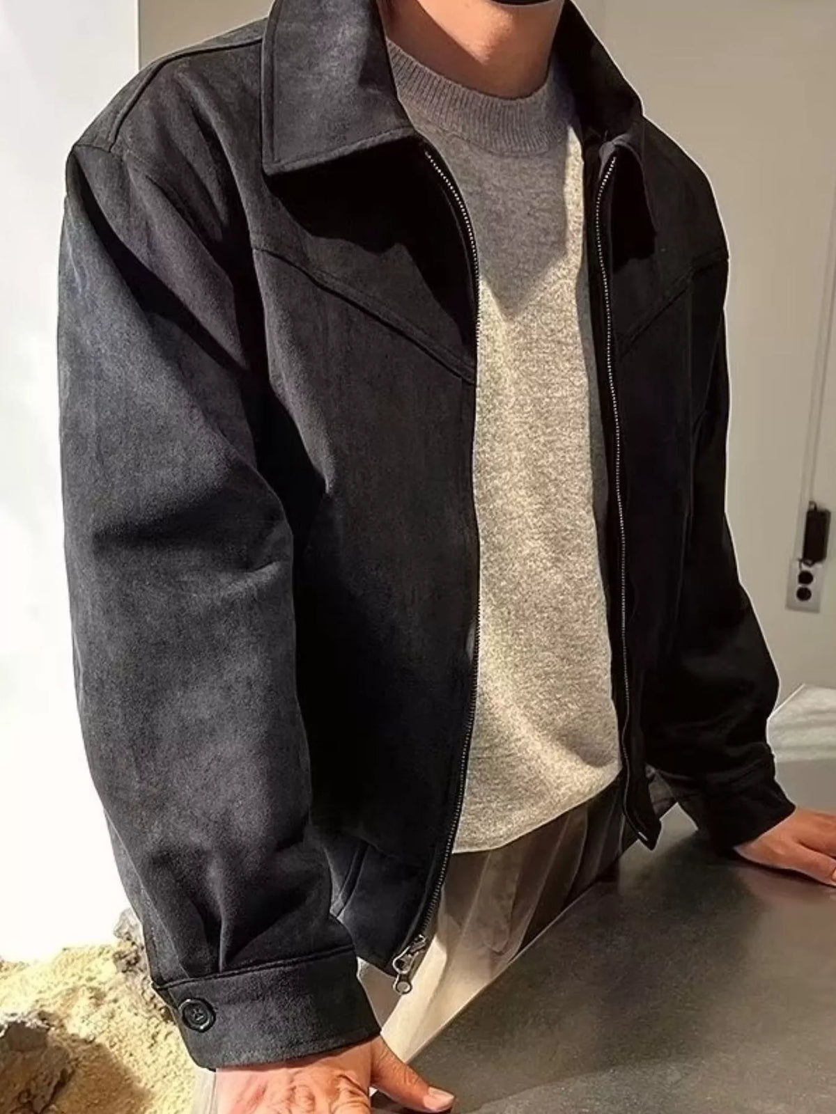 Men's Plus Size Zip Up Casual Jacket