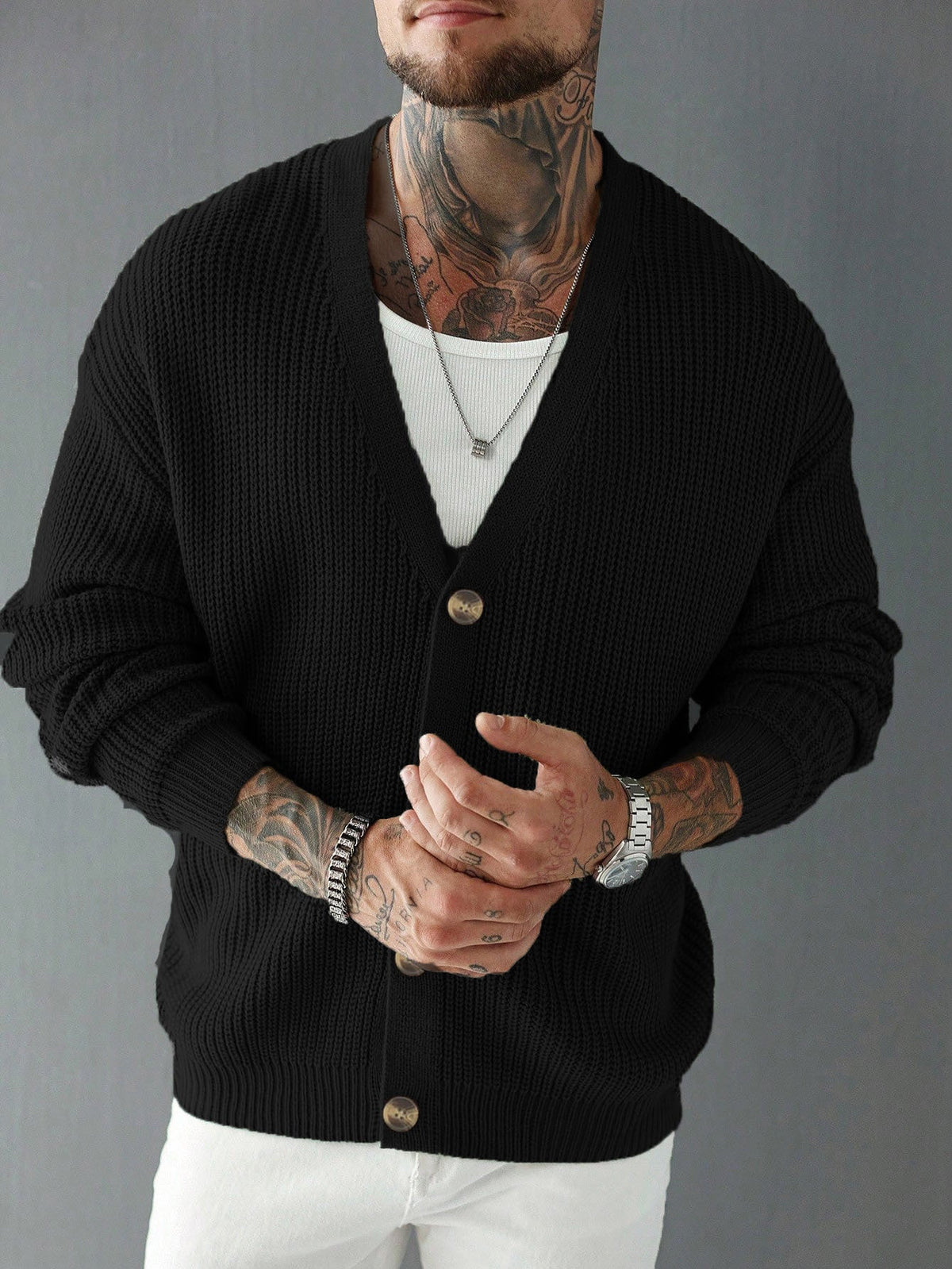 Casual Versatile Cardigan Deep V-neck Single-breasted Knit Top Innerwear And Outerwear Sweater