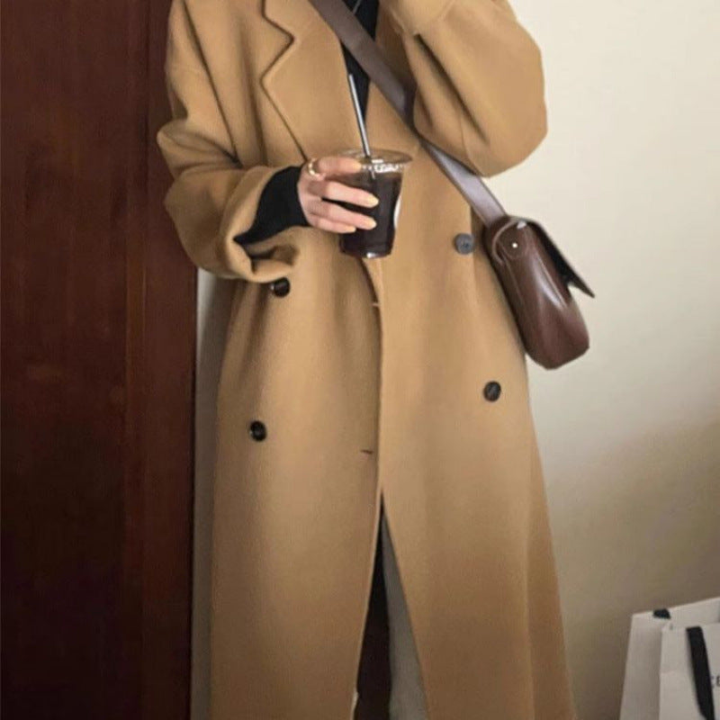 Stylish, Western-style Double-faced Wool Coat For Women