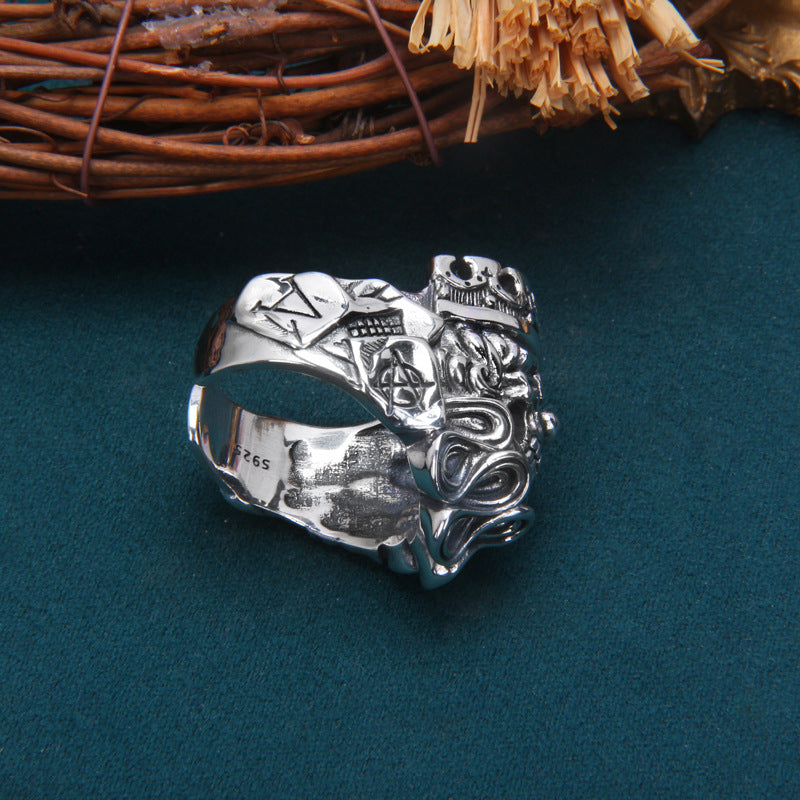 S925 Sterling Silver Men's Skull Ring