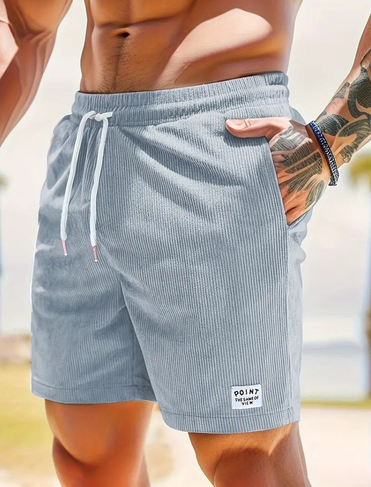 Pantalones cortos de cordón con cordones, pantalones cortos deportivos de pana para hombre, ropa de hombre