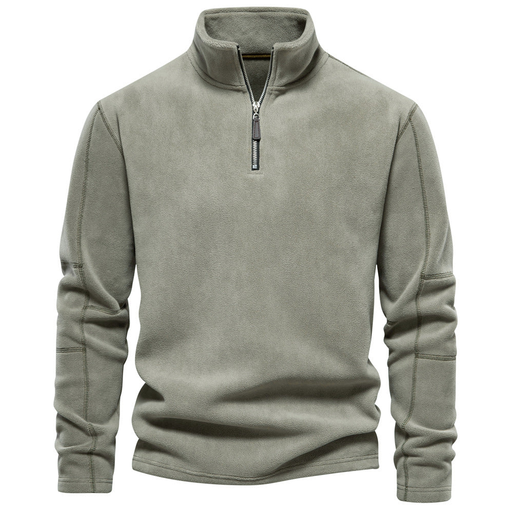 Sudadera con cremallera de cuello alto, forro polar, estilo casual de invierno, para hombre