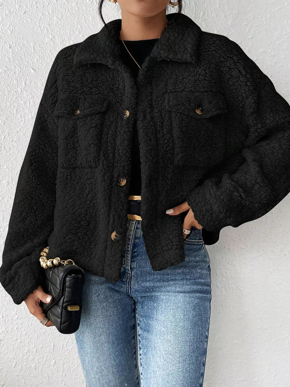 Cozy Sherpa Button-Down Jacket