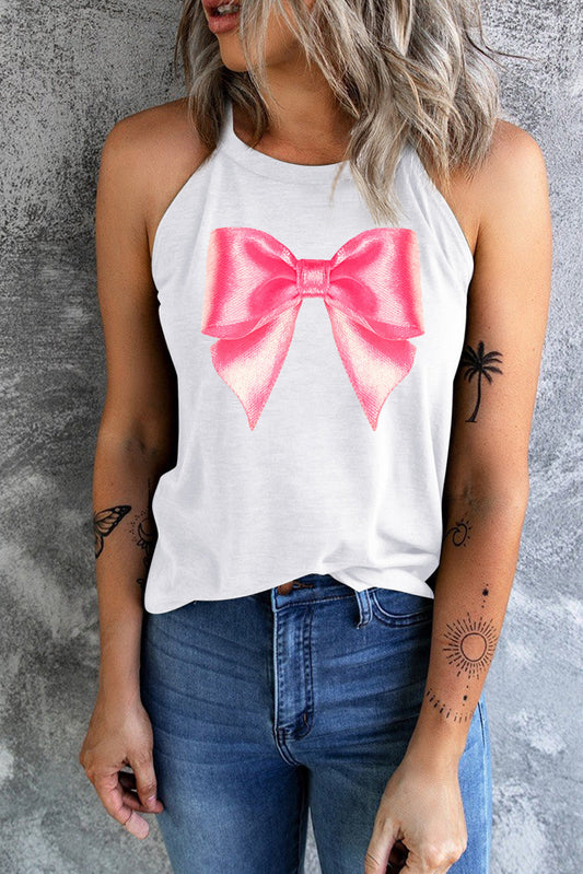 Top de tirantes con cuello griego y lazo estampado