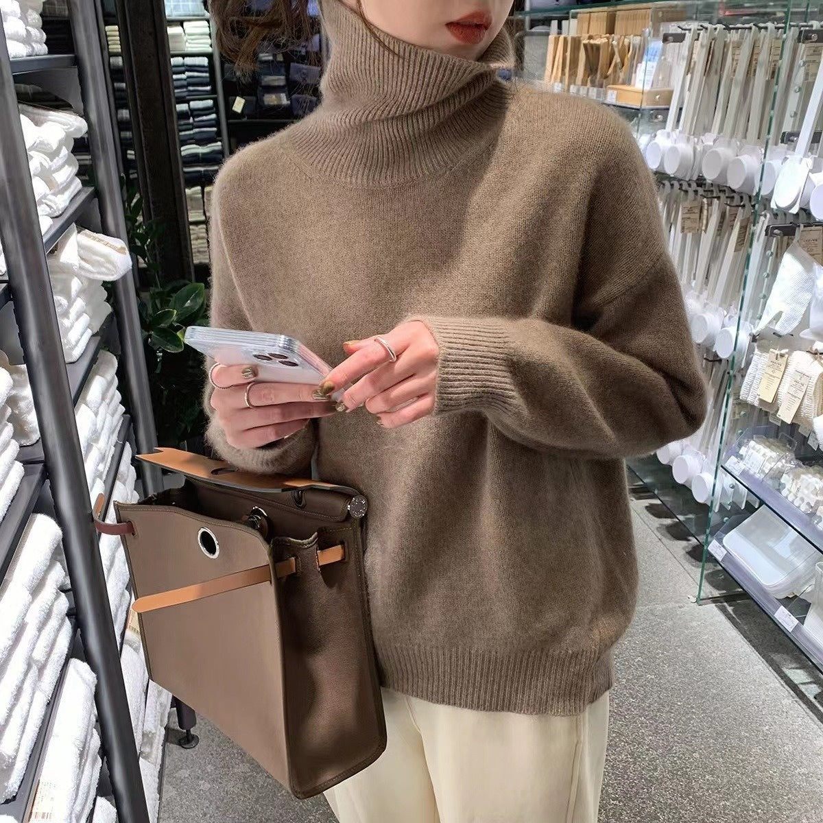 Women's Turtleneck Autumn And Winter Thickening Inner Wear Base Cashmere Sweater Sweater
