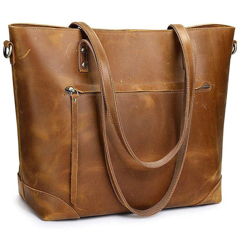 Retro Oil Wax Skin Leisure Tote Handbag Travel Handbag