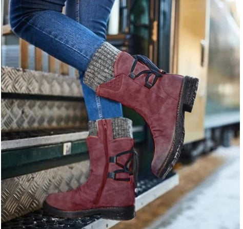 Women's Mid-Calf Knit Cuff Snow Boots