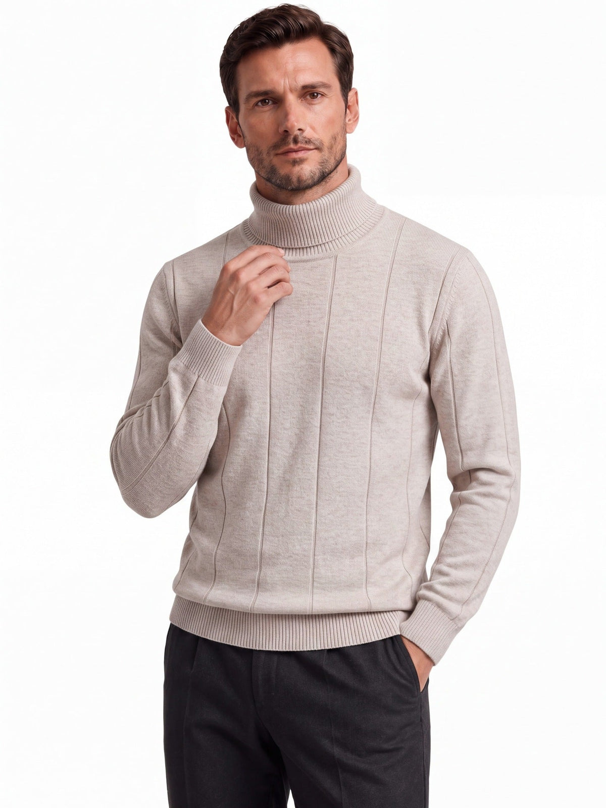 2026 Autumn Winter Cross-Border Trade Thickened Warm Sweater For Men, High Collar Slim Fit Men's Knitwear