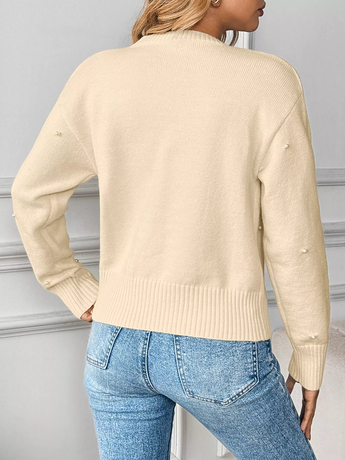 Pearl Embellished Button-Up Cardigan