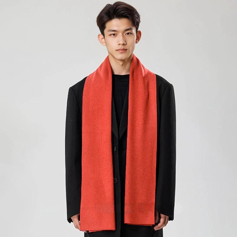 Solid-color Versatile Knitted Wool Scarf For Men