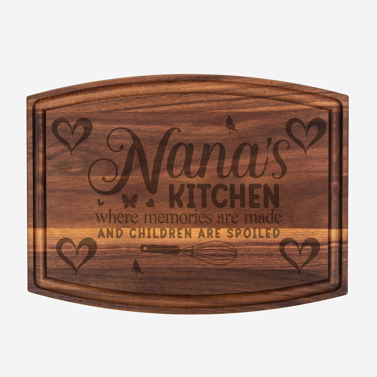 Nana's Kitchen Arched Wood Cutting Board with Groove - 12" x 9"