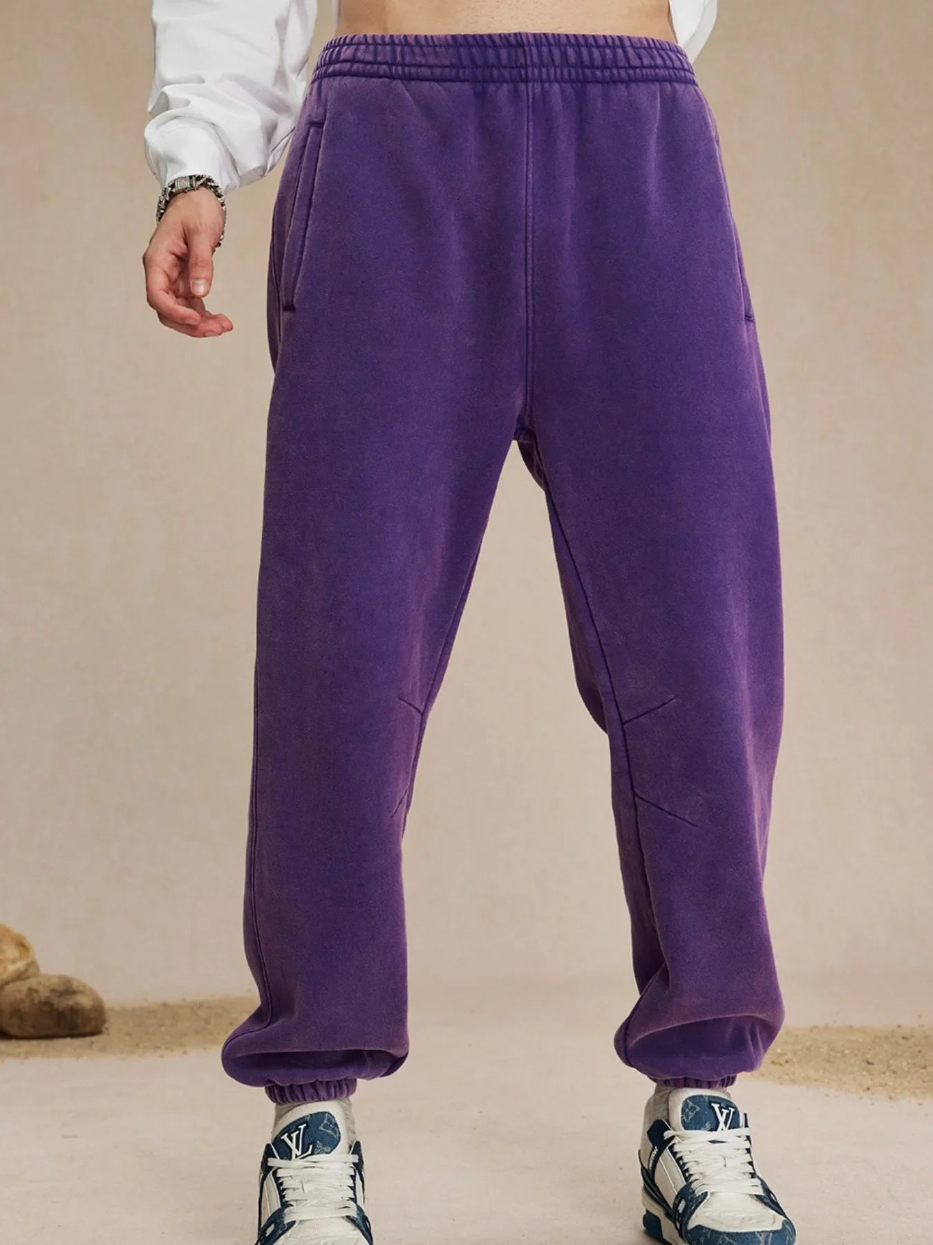 Pantalones deportivos de algodón con cintura elástica informales para hombre