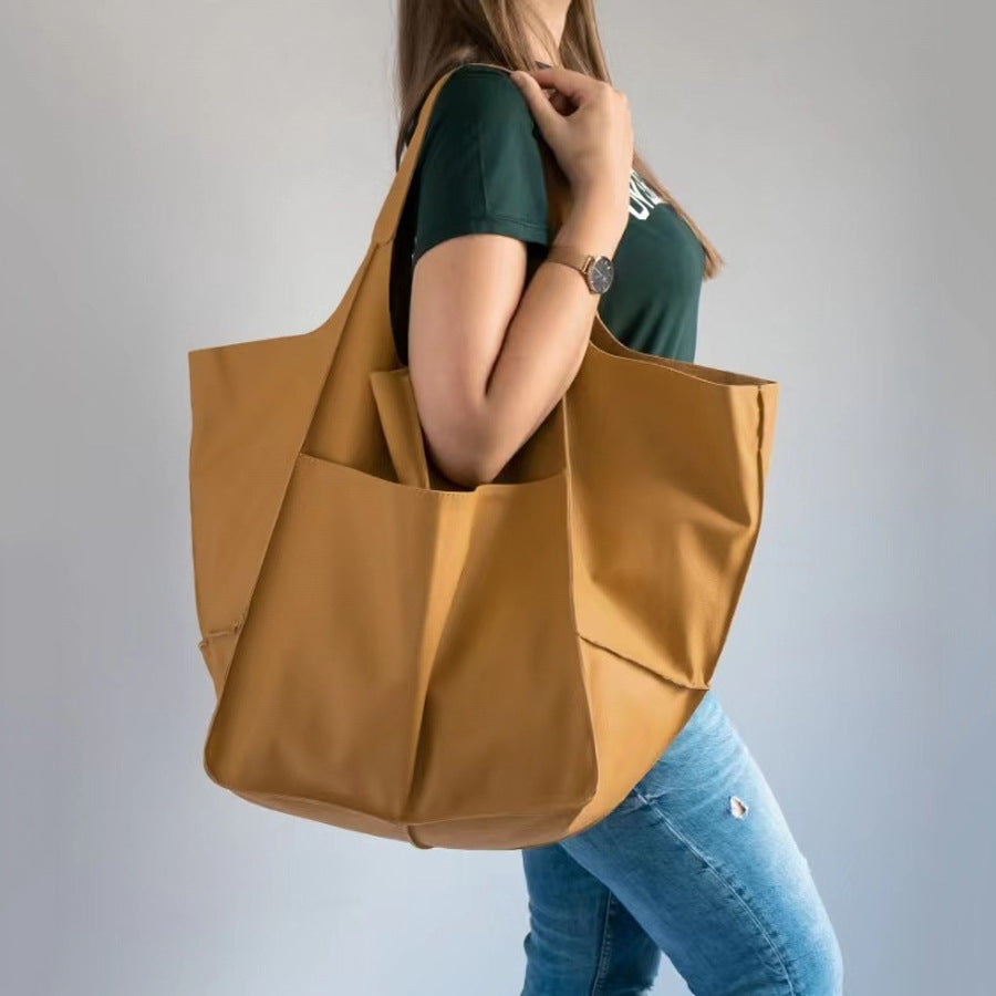 Women's Simple Soft Leather Large Capacity Handbag Travel Handbag