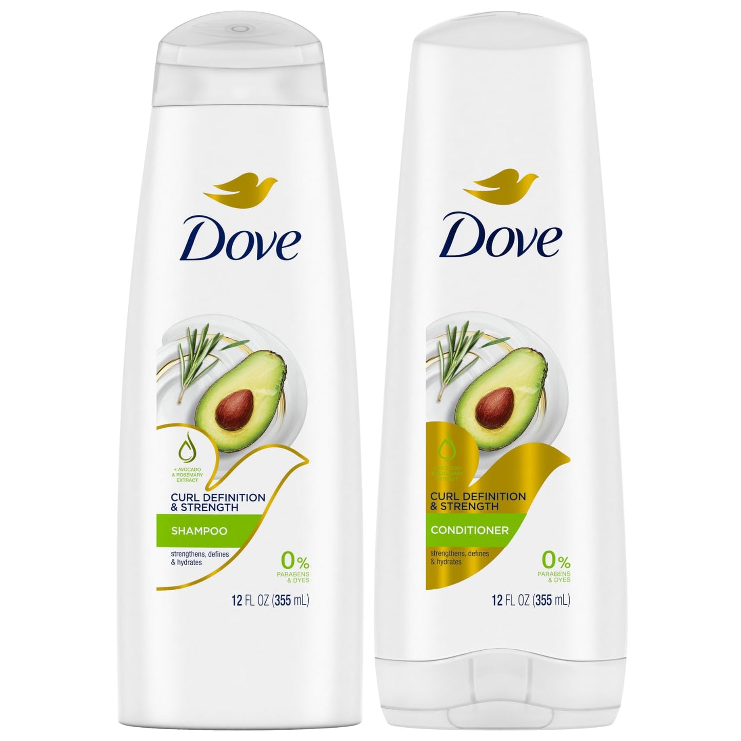 Dove Moisturizing Shampoo & Conditioner Set Curl Definition & Strength – Curly Hair Products for Women 12 Oz Ea