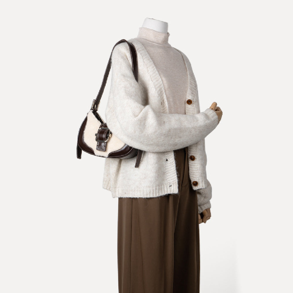 Women's Texture Armpit Bag Satchel
