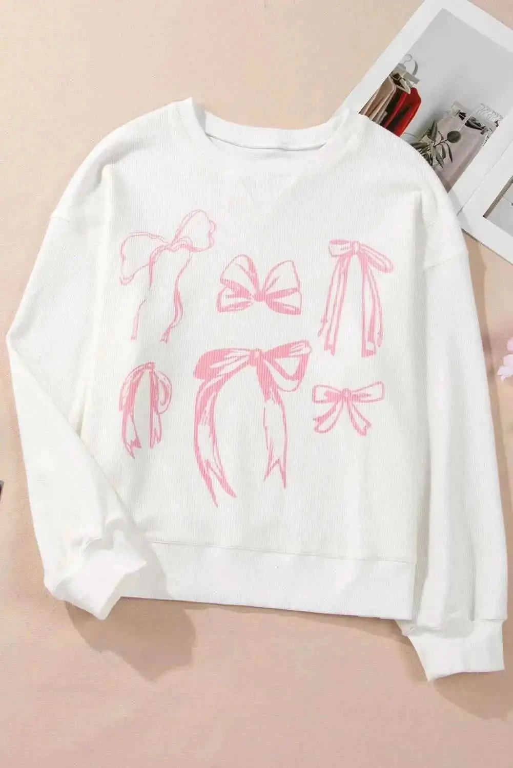 Trendsi Bow Sweatshirt Women's Casual Long Sleeve Top Comfortable Wear