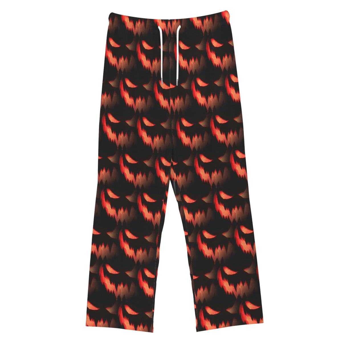 Orange Spooky Face Pattern Men's Drawstring Pajama Pants Without Pockets