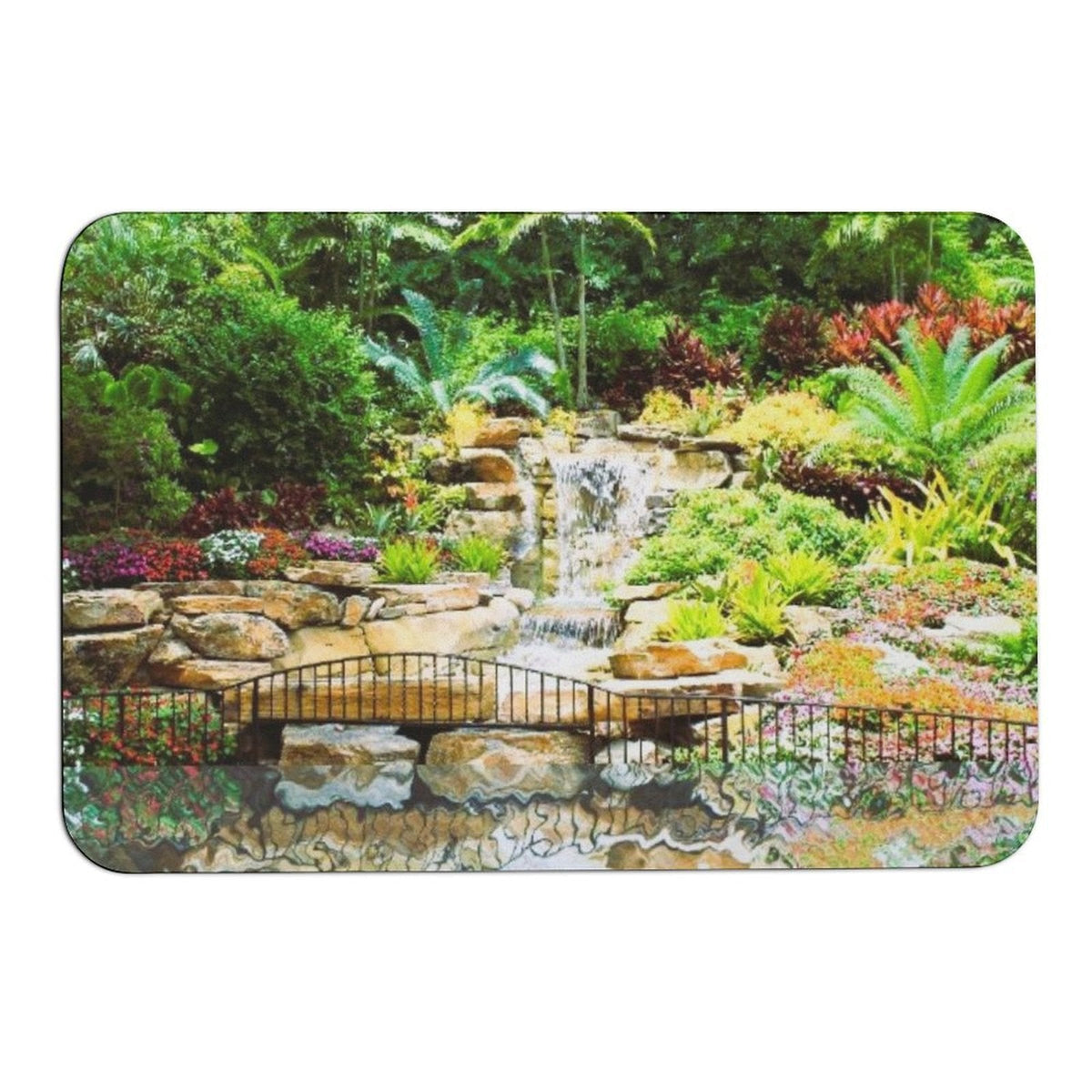 Tropical Waterfall Design Diatomaceous Earth Bath Mat | Ships from USA