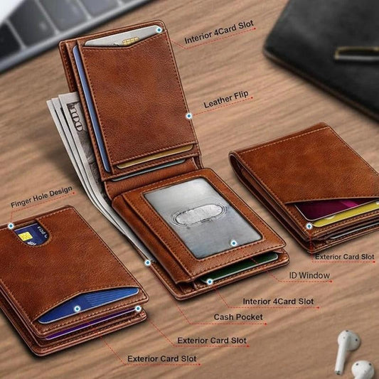 Multifunctional Anti-Theft Retro Card Holder Wallet With Multiple Card Slots For Men