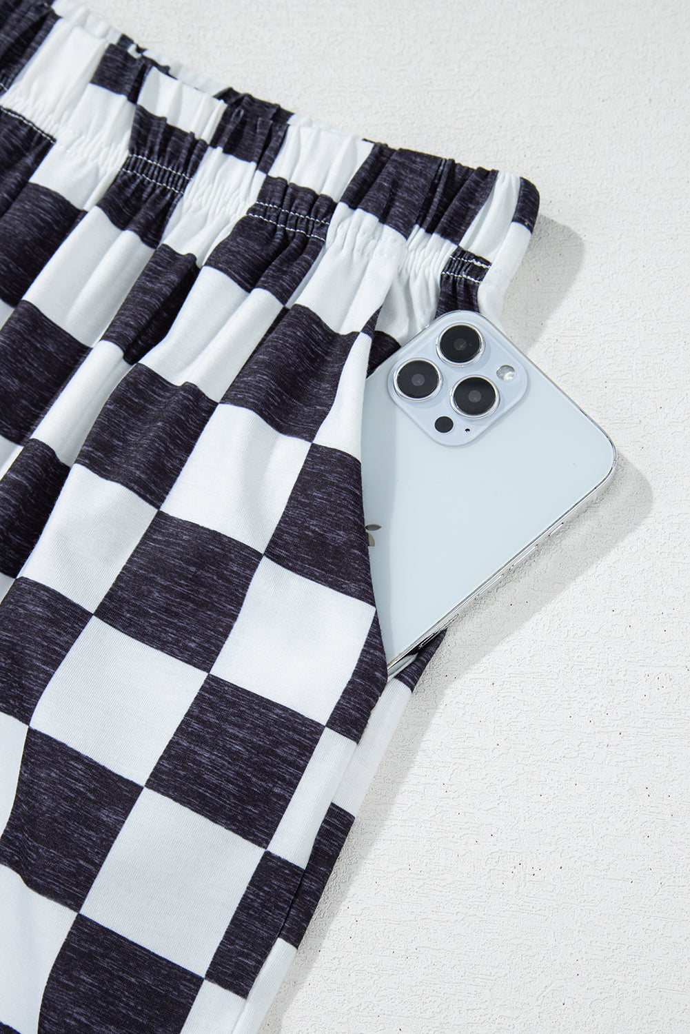 Pantalones de pata ancha de talle alto con estampado a cuadros verdes