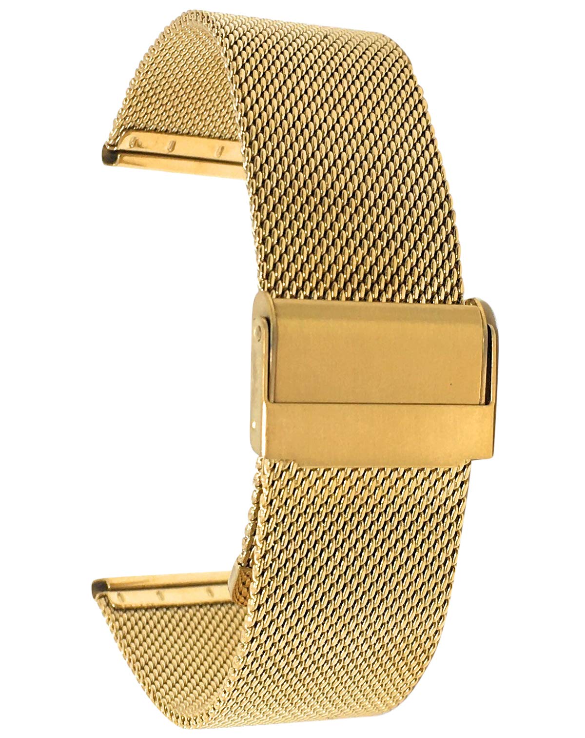 Bandini Mesh Watch Band Stainless Steel Watch Band Metal Watch Bands For Women/Men Fold Over Watch Band Clasp Adjustable Length Watch Strap 12mm Watch Band Gold Tone Watch Band/Fine Mesh
