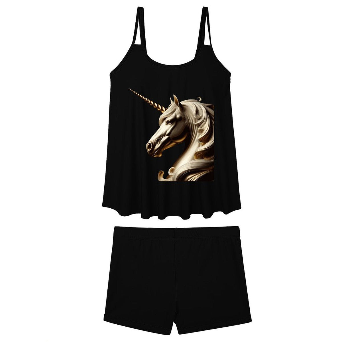 Golden Unicorn Tankini 2-Piece Swimsuit (Front Printing)