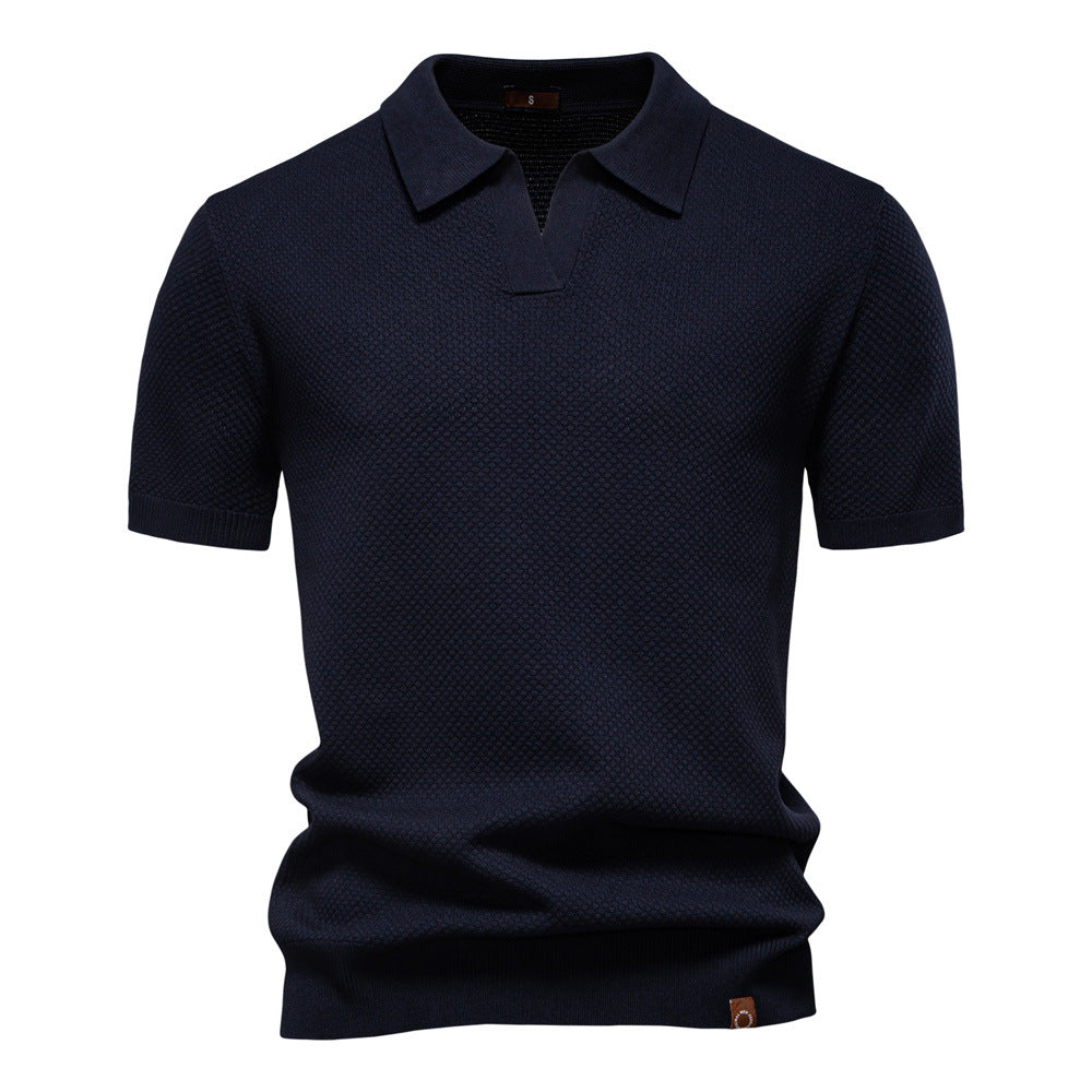 2026Summer High Quality European Size Pineapple Wool Polo Shirt Men's Business Seagull Collar Men's Short Sleeve Sweater Polo