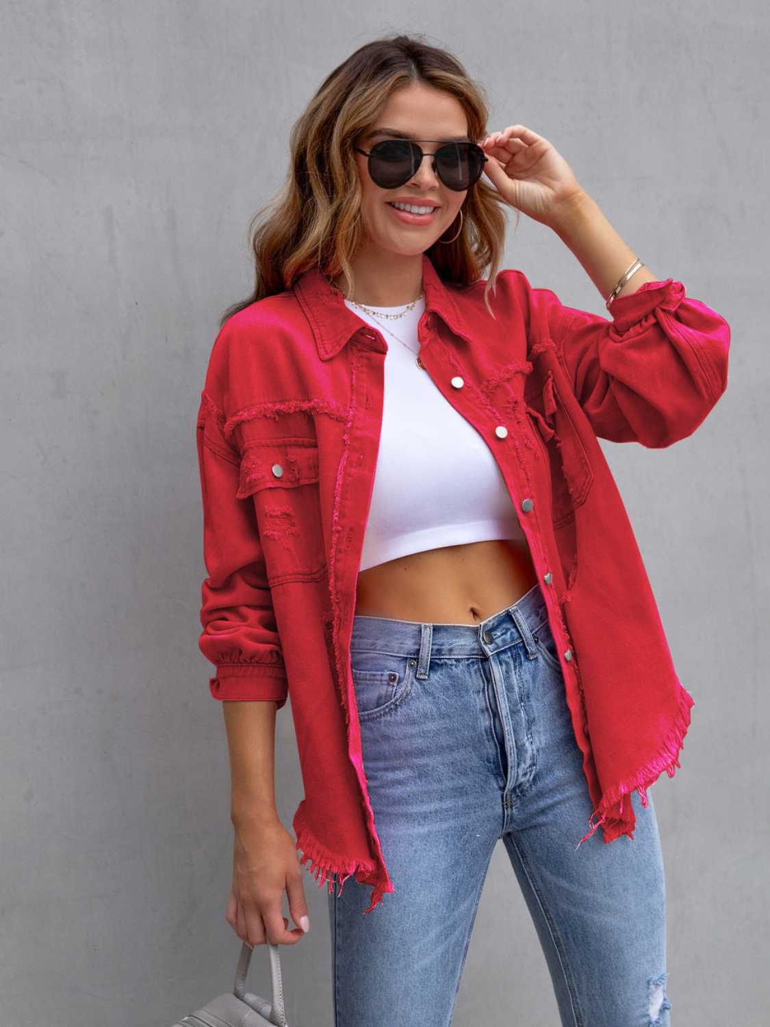 Chaqueta de mezclilla oversize con efecto desgastado
