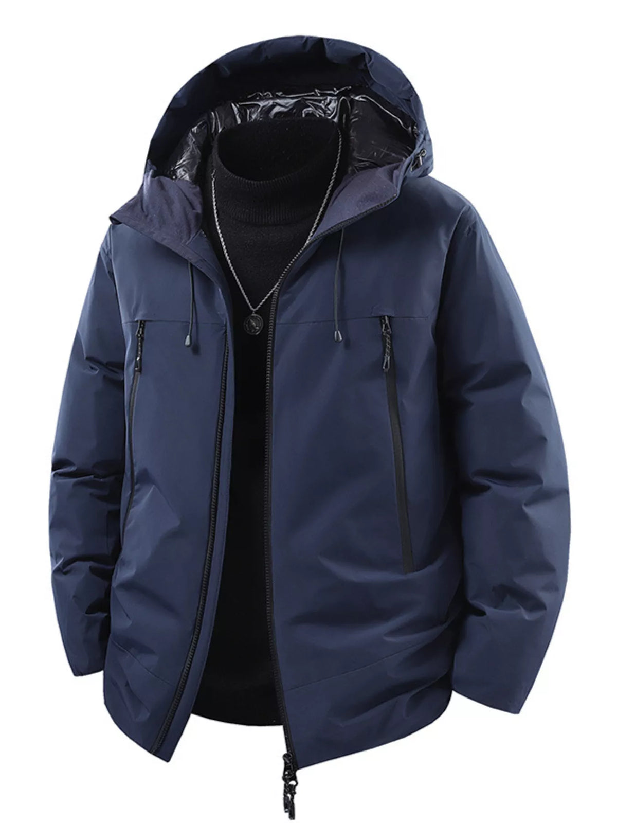 Men's Plus Size Zip Up Hooded Puffer Jacket